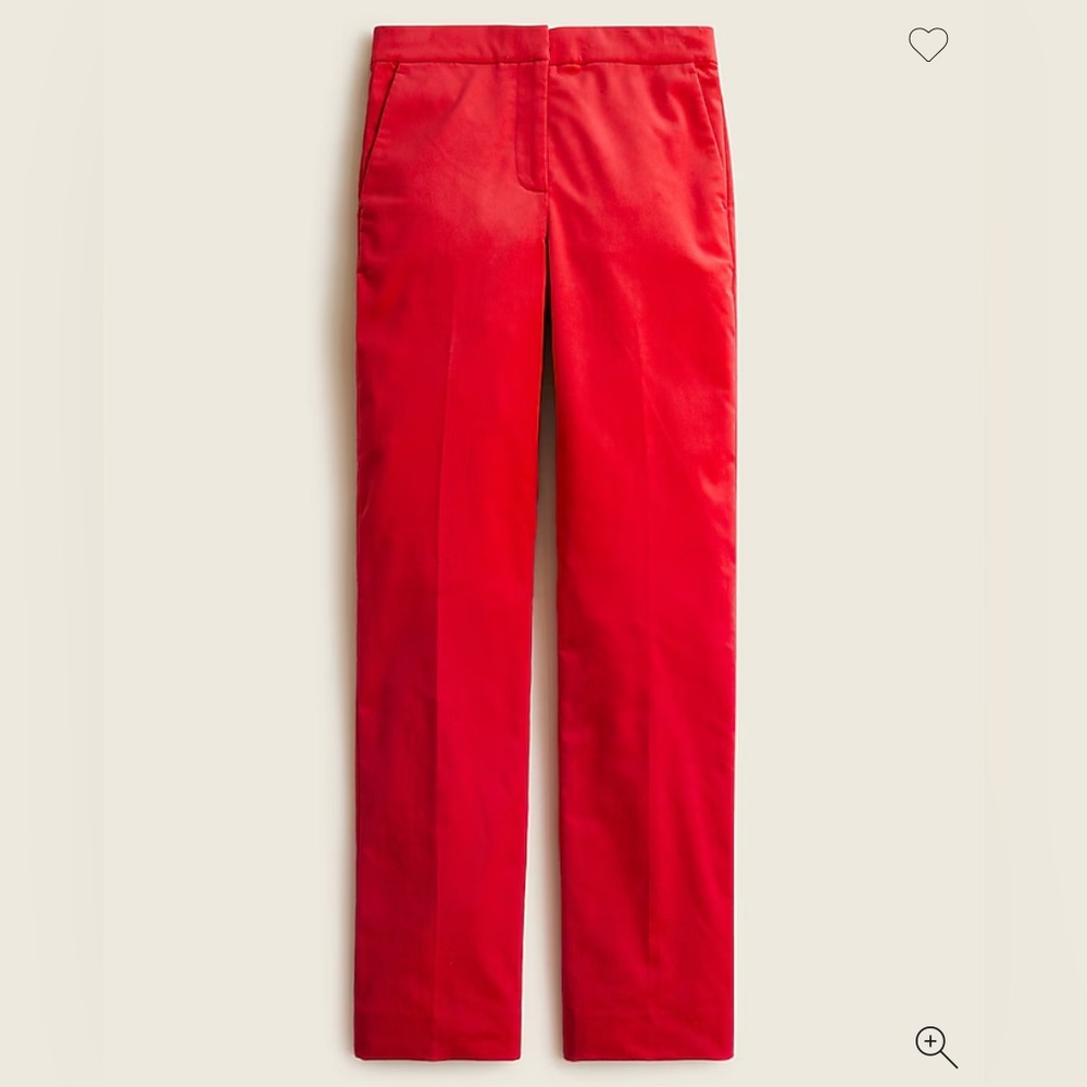 J. Crew Bold Red Velvet Pants interview outfit business party festive colorful